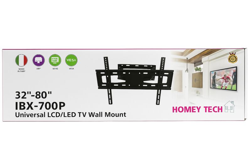 "Homey Tech IBX-700P Universal TV Wall Mount – 120° Swivel, Fits 32-80 Inch TVs (Max 65kg, VESA 600x400)"