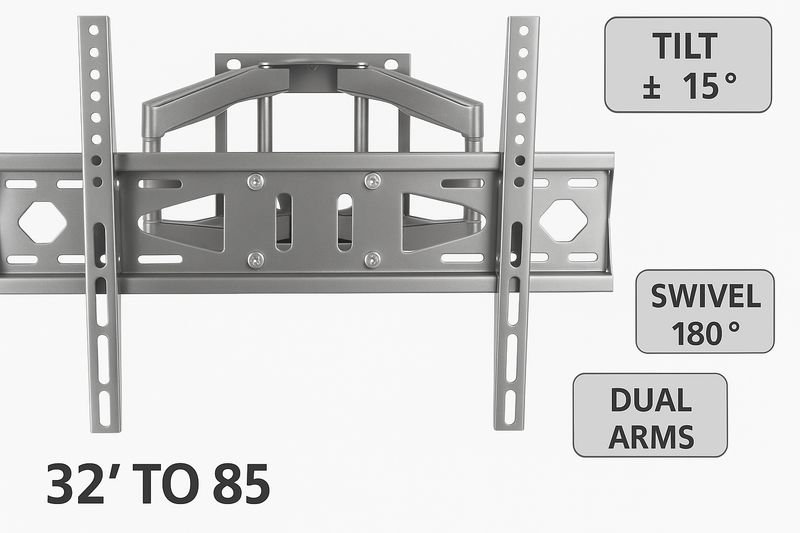 Siltron 32"–85" Full Motion TV Wall Mount – LF LCD 80, 80kg Capacity, Dual Arms, Tilt ±15°, Swivel 180°