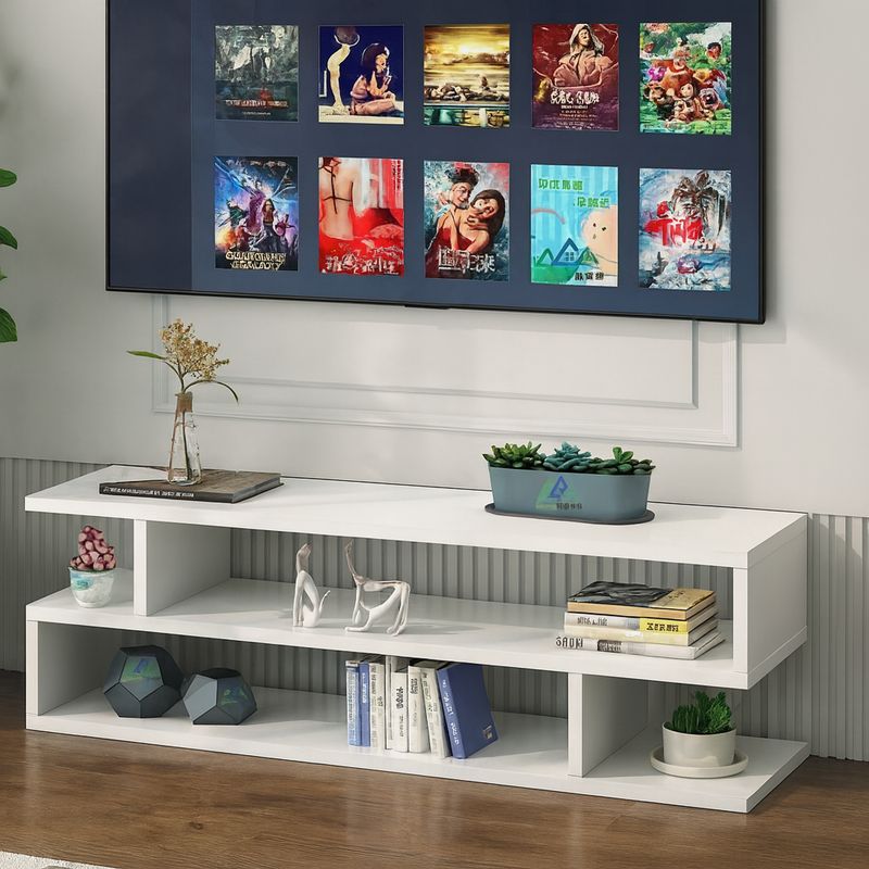 Modern TV Stand And Coffee Table Modern Living Room TV Unit, White, 110x30x46cm