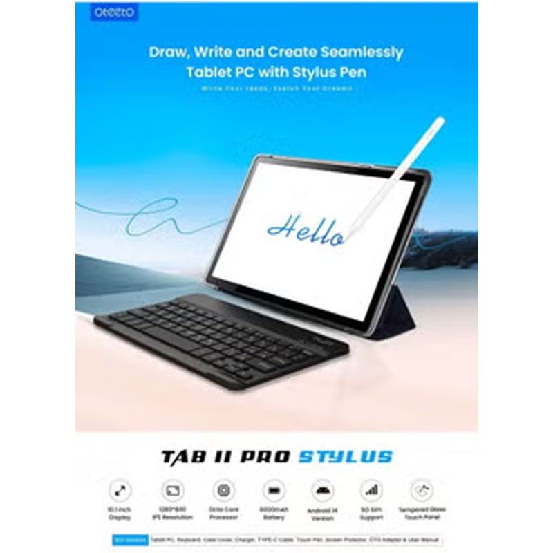 TAB 11 Pro Stylus 10.1" Android 14 Tablet – 8GB RAM, 512GB ROM, 5G SIM, Octa-Core, Stylus, Keyboard, Case &amp; More