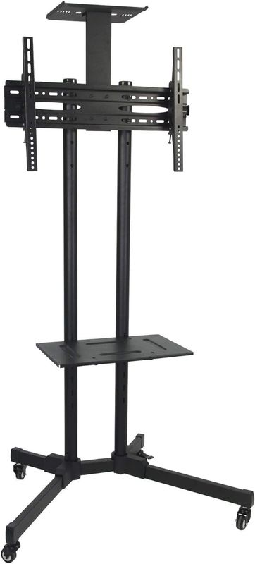 "Homey Tech IBX-1500 Mobile/Rolling TV Cart – Tilt +15° to -15°, Lockable Wheels, Fits 32-65 Inch TVs (Max 50kg, VESA 600x400mm), Includes Camera Rack"
