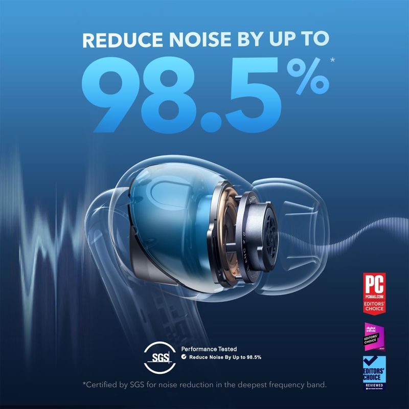 Anker Soundcore Liberty 4 NC True Wireless Earbuds, Adaptive ANC, 45H Playtime, LDAC, Bluetooth 5.3 – Black (A3947H11)
