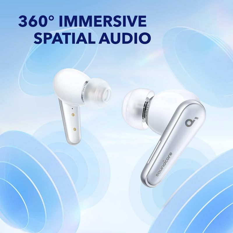 Soundcore by Anker Liberty 4 NC True Wireless Earbuds, Hi-Res Audio with LDAC, Adaptive ANC 2.0, 6 Mics AI-Enhanced Calls, 45H Playtime, Bluetooth 5.3, Wireless Charging, White (A3947H21)