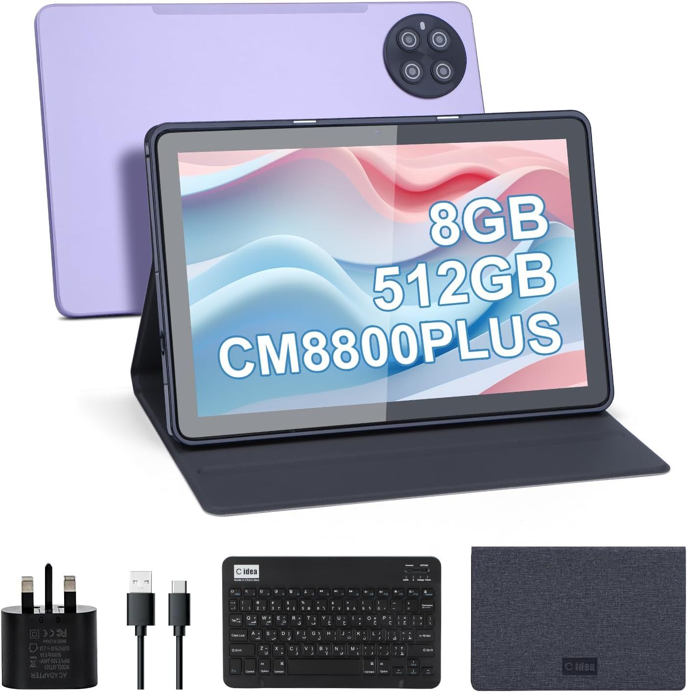 C idea 10.1 inch Tablet,8GB+512GB Tablet PC with Android 13,Dual SIM,5G LTE 1280x800 IPS HD