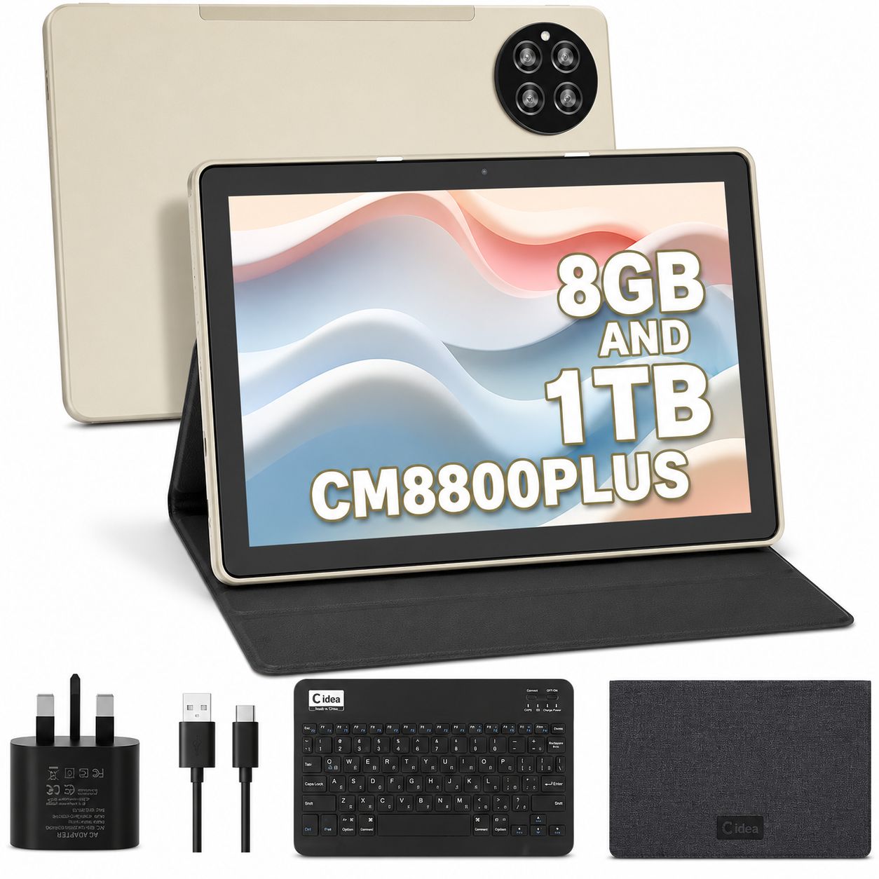 C idea Android 10.1 Inch Tablet PC Android 16 Tablet 1TB Storage Tablets PC Quad Core Processor CM8800 Plus