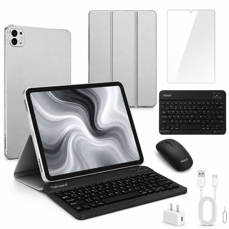 Telzeal P104 – 10.1″ IPS Tablet, 16 GB RAM &amp; 1 TB Storage, Android 13, Octa-Core, 8,000 mAh Battery, 13 MP + 8 MP Cameras