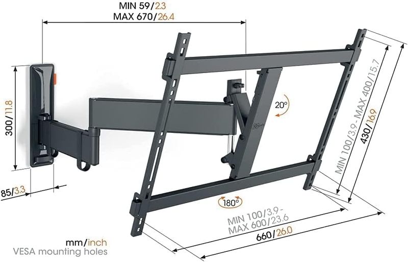 Vogel's TVM 3645 Swivel TV Wall Mount Bracket for 40-77 Inch TVs,35 kg, Swivels Up To 180° Full Motion