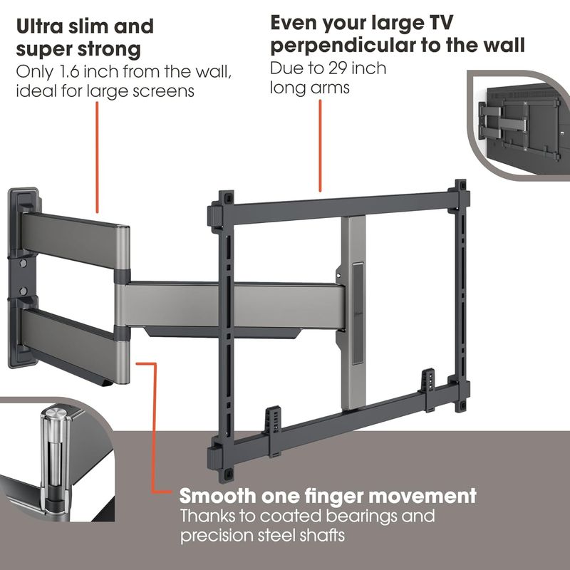 Vogel's TVM 5845 Full-Motion Ultra-Thin TV Wall Mount Bracket 55 65 75 85 98 Up To 100 Inch TVs, Holds Max. 55 kg