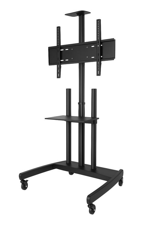 Heavy-Duty Mobile TV Stand – Fits 55″ to 86″ Displays, 90kg Load Capacity, VESA 800x600mm, Adjustable Height with Shelf &amp; Wheels