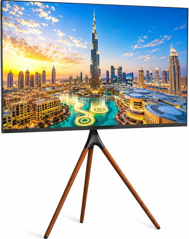 Brandtech 45"-65" Tripod TV Stand, Modern Easel TV Stand, Height Adjustable Swivel TV Floor Stand,