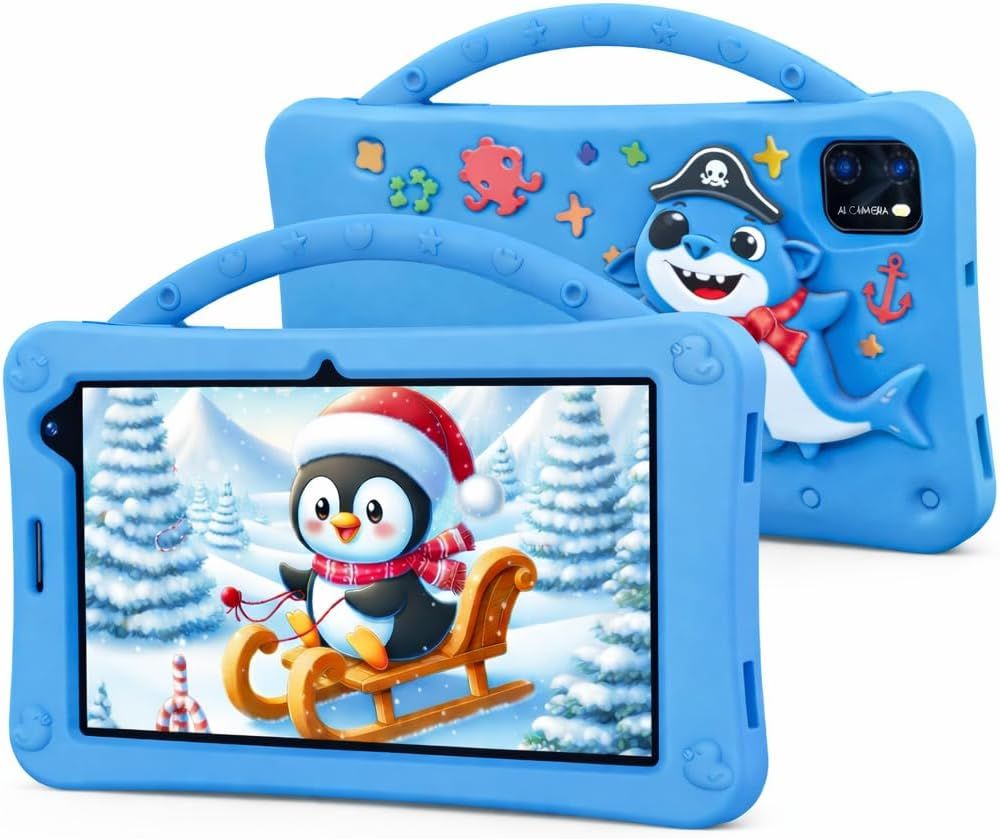 Telzeal P701 Kids Tablet 7 Inch HD (6GB RAM + 256GB), Android 13, 3000mAh Battery, 2MP+5MP Dual Camera, Single SIM, Shockproof Protective Case
