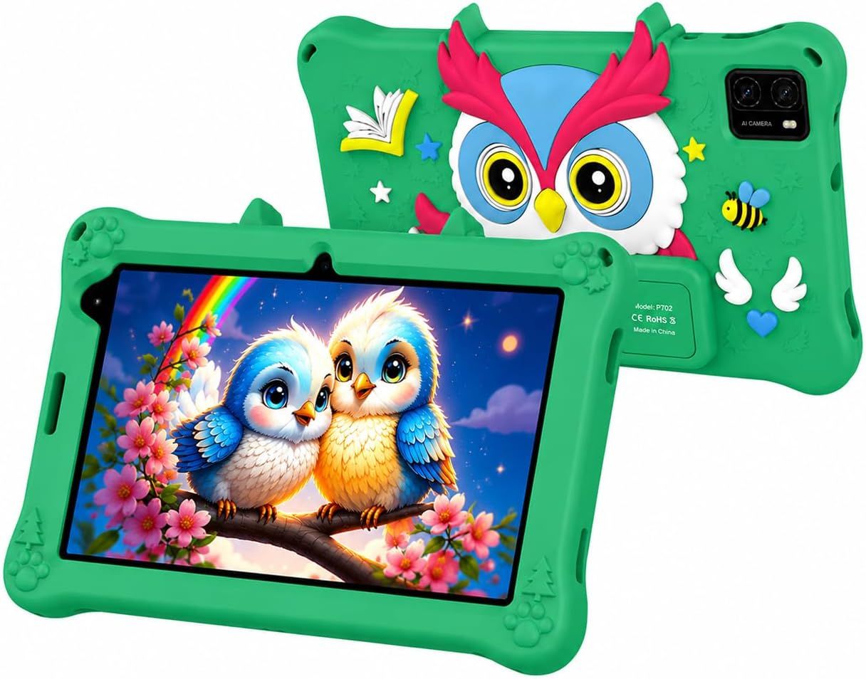 Telzeal P702 Tablet 7 Inch HD Display, 6GB RAM 256GB ROM, Android 13, 4000mAh Battery, Dual Camera, Shockproof Owl Case, WiFi + SIM Support