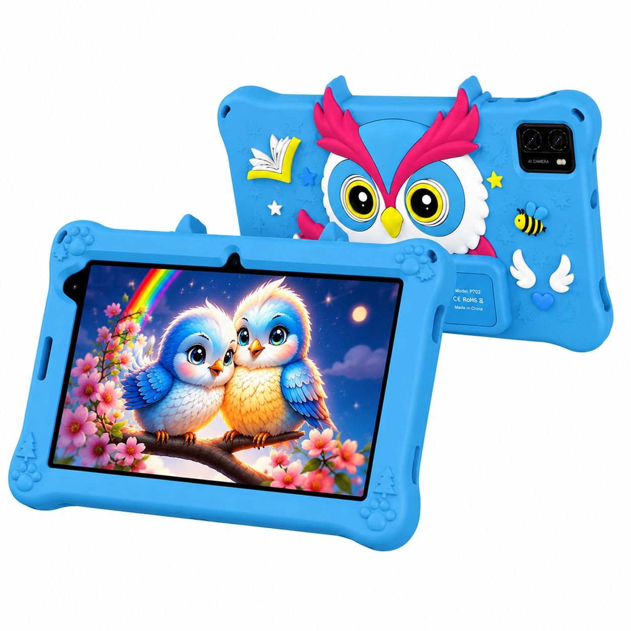 Telzeal P702 Tablet 7 Inch HD Display, 6GB RAM 256GB ROM, Android 13, 4000mAh Battery, Dual Camera, Shockproof Owl Case, WiFi + SIM Support