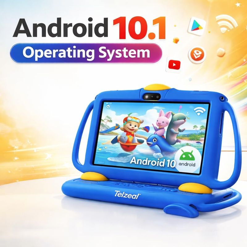 Telzeal P600 Kids Tablet Blue – 7 Inch HD Display, 6GB RAM 128GB Storage,Dual SIM, 3000mAh Battery, WiFi, Front &amp; Rear Camera