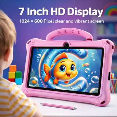 Telzeal P603 Kids Tablet 7 Inch HD (6GB RAM + 128GB)  WiFi, Shockproof EVA Handle Case with Stylus, Stickers &amp; Screen Protector