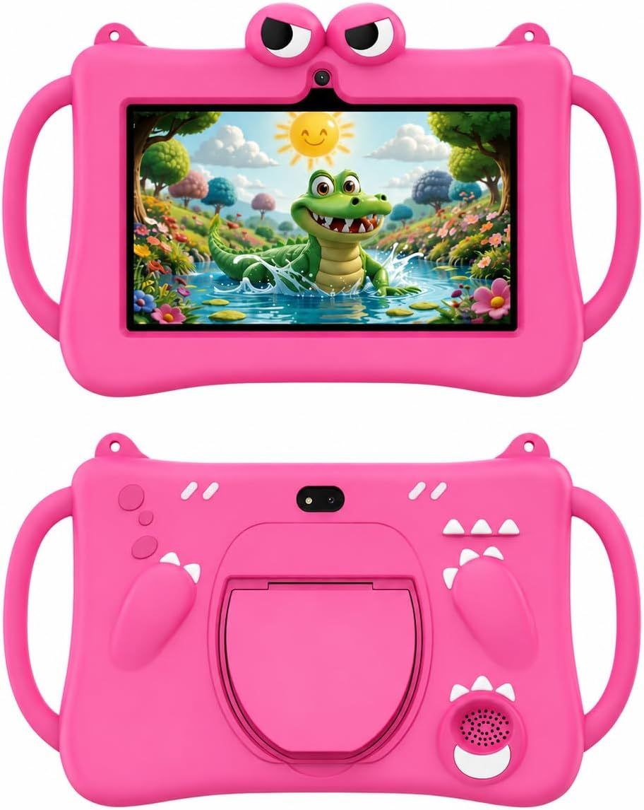 Telzeal P604 Tablet 7 Inch HD Display, 6GB RAM 256GB ROM, Android 13, 3000mAh Battery, 5G WiFi, Dual Camera, Shockproof Protective Case with Handle