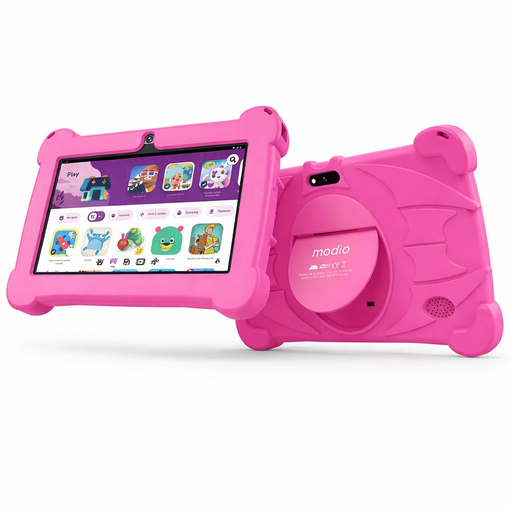 Modio M70 Tablet 7 Inch HD Display, 4GB RAM 128GB Storage, Dual Camera, 3000mAh Battery, 5G WiFi, Shockproof EVA Case with Stand