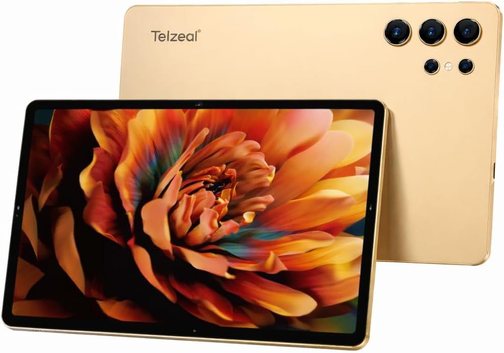 Telzeal P202 Tablet – Blue (12GB RAM, 512GB ROM), 11” HD Display, 10000mAh Battery, 20MP Rear Camera, Dual SIM, Android 15, Keyboard &amp; Mouse Included