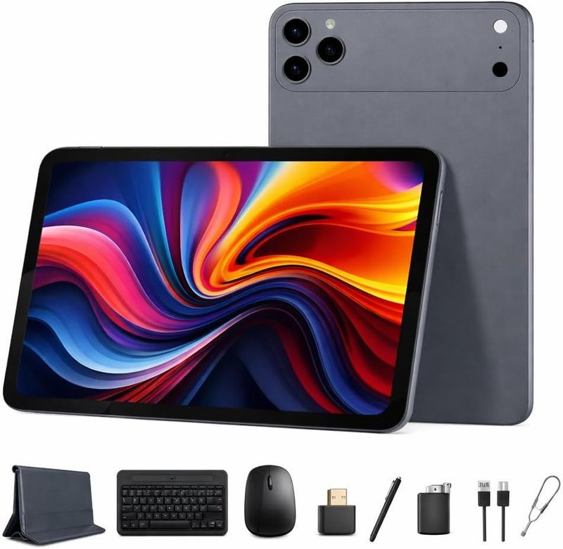 Modio M47 10.1 Android 15 Tablet, 12GB RAM, 512GB , 10000mAh, Dual SIM, 8 + 20 MP Camera, Keyboard &amp; Mouse