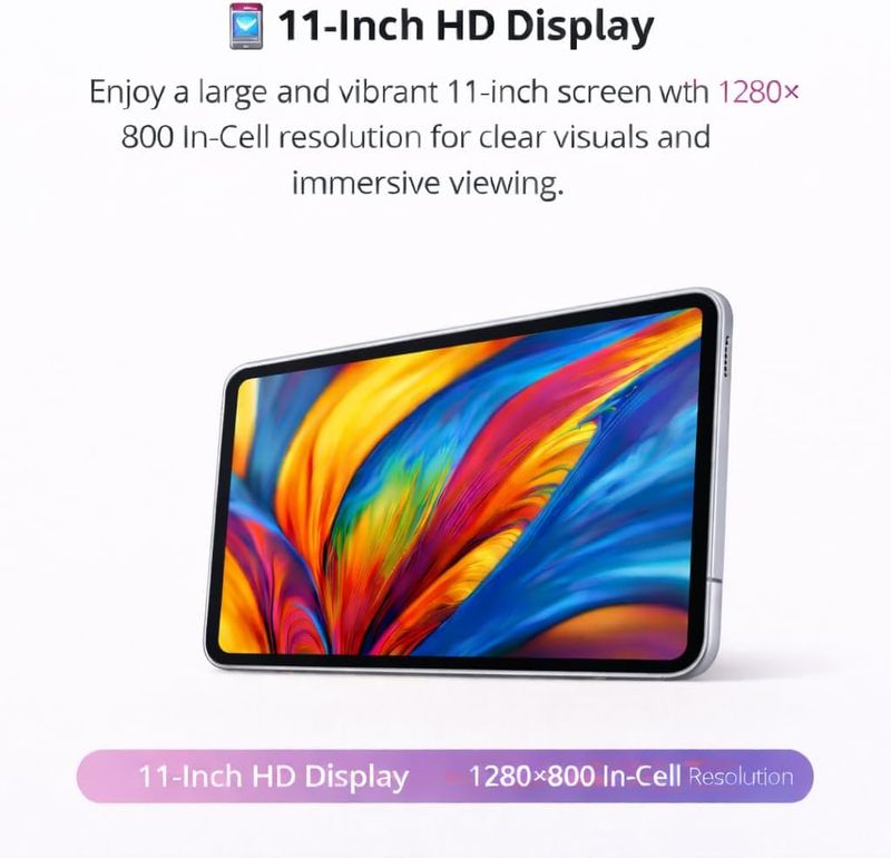 Telzeal P201 11-Inch Tablet , 12GB RAM + 512GB ROM, 10000mAh Battery, Dual SIM, 8MP+13MP Camera, Android 13, with Keyboard, Mouse &amp; Accessories
