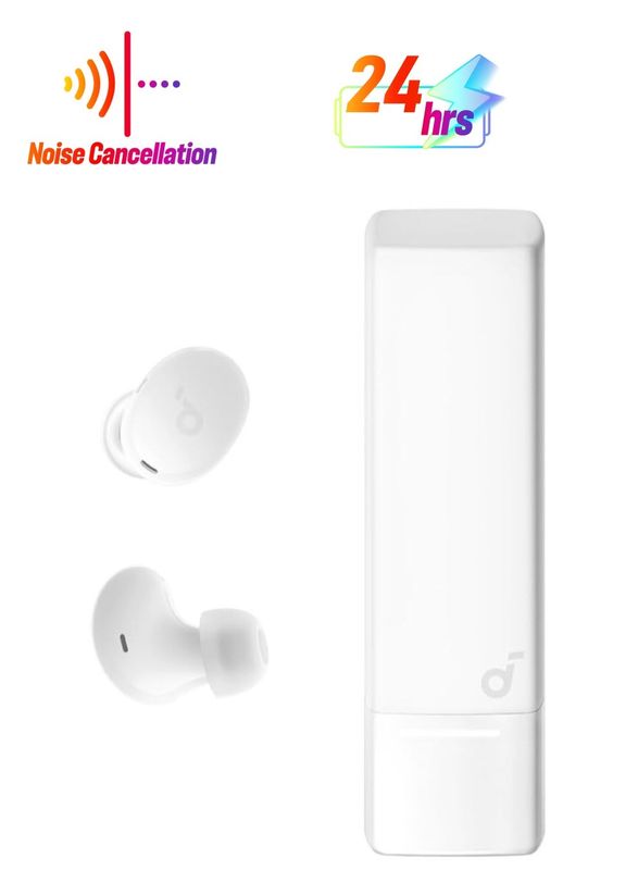 A30i, Noise Cancelling Earbuds, Lipstick-Shaped Stylish Design, Tiny, Lightweight Comfort, Smart Noise Cancelling, Clear Sound, 24H Playtime, IP54, Wireless Earbuds, Bluetooth 5.4 White