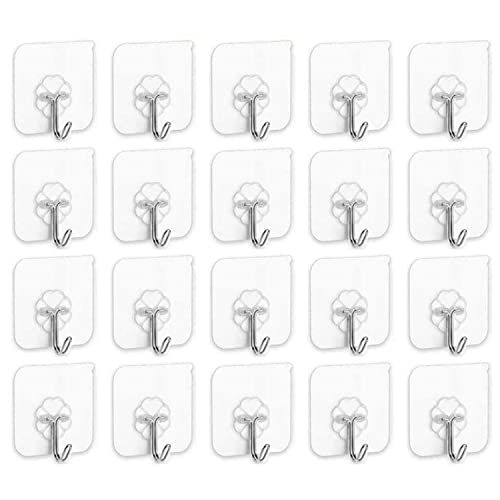 Brandrech 20 Pieces Each Pack Heavy Duty Adhesive Wall Hooks, Waterproof and Oil Proof Ideal for Kitchen and Bathroom, Transparent: Buy Online at Best Price in UAE - Amazon.ae