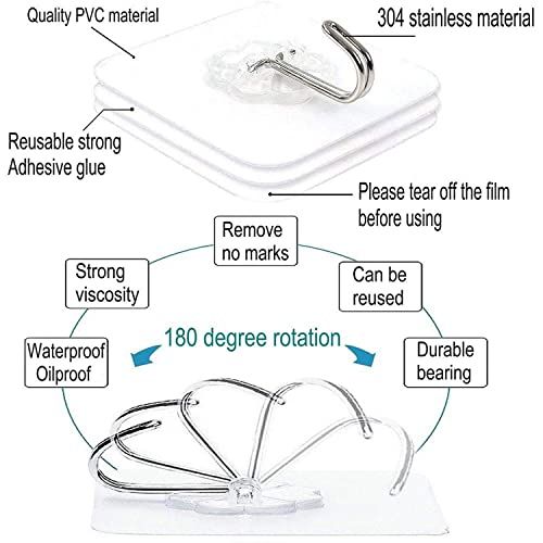Brandrech 20 Pieces Each Pack Heavy Duty Adhesive Wall Hooks, Waterproof and Oil Proof Ideal for Kitchen and Bathroom, Transparent: Buy Online at Best Price in UAE - Amazon.ae