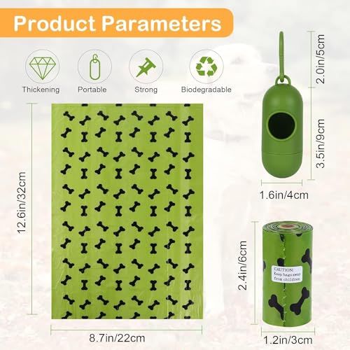 Brandtech 60Rolls-900pcs Dog Poop Bags Pet Dog Supplies for Dogs include 1pcs Green Adjustable Dispenser，Extra Thick and Strong, 100% Leak Proof, Biodegradable Waste Bag: Buy Online at Best Price in