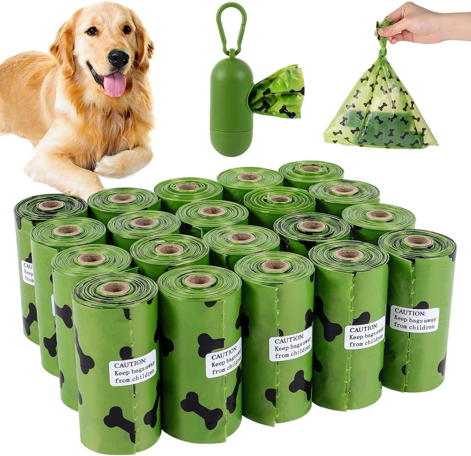 Brandtech 60Rolls-900pcs Dog Poop Bags Pet Dog Supplies for Dogs include 1pcs Green Adjustable Dispenser，Extra Thick and Strong, 100% Leak Proof, Biodegradable Waste Bag: Buy Online at Best Price in
