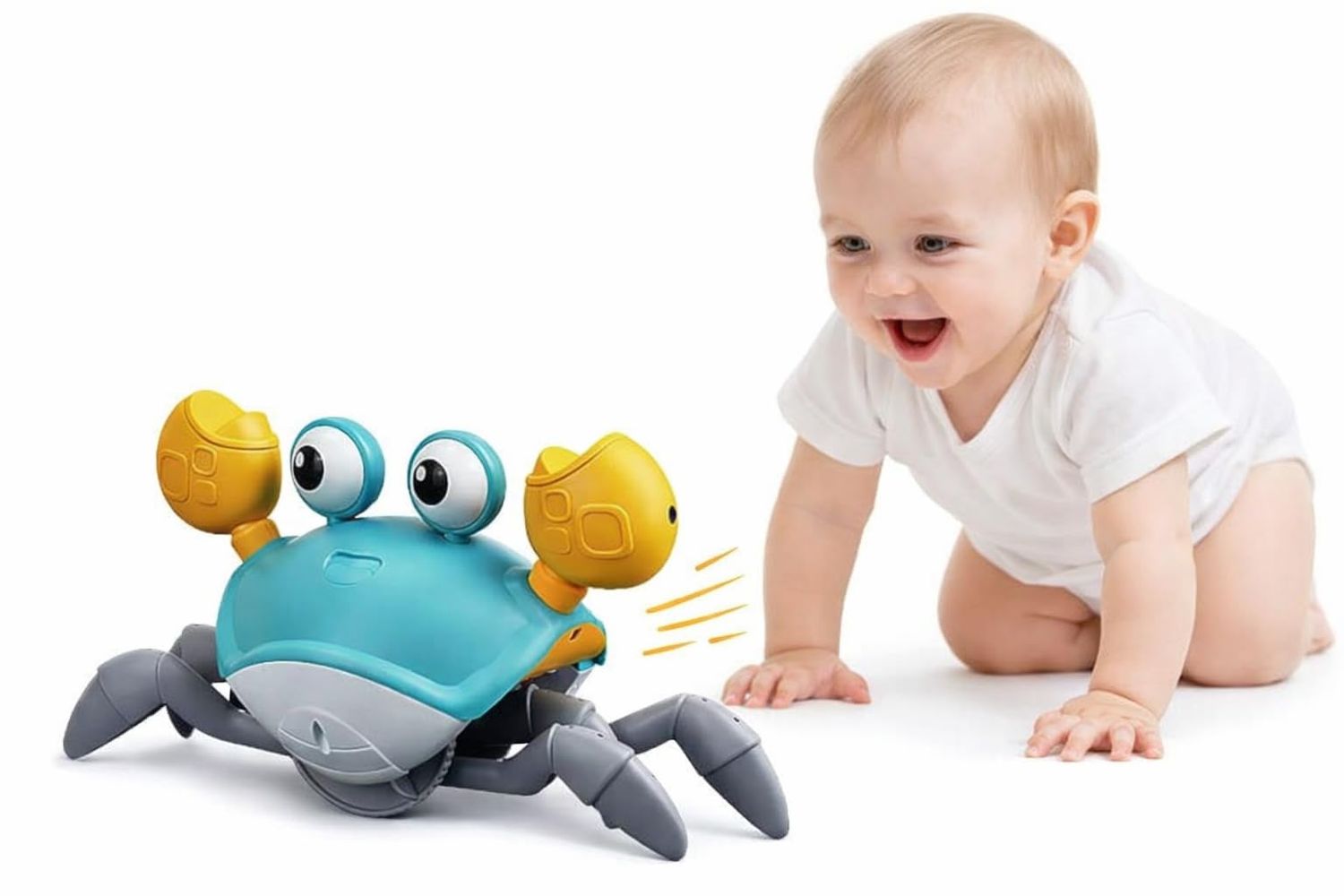 Brandtech Electric Runaway Crab Crawling Crab Baby Toy with Music and LED Light Up Toddler Interactive Learning Development Toy with Automatically Avoid Obstacles For Babies, Toddlers and Kids: Buy