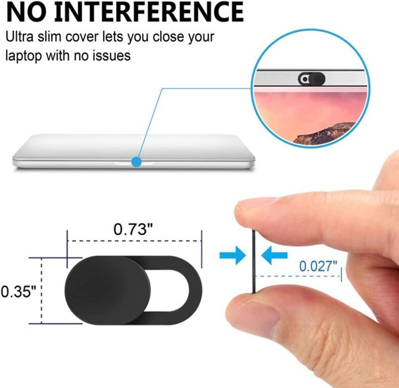Brandtach 6pcs Webcam Cover, Ultra Thin, for Laptop, PC, Computer, Apple MacBook, iPad, Cell Phone, etc. 0.22 inch thick net block to protect your privacy and security （Black）