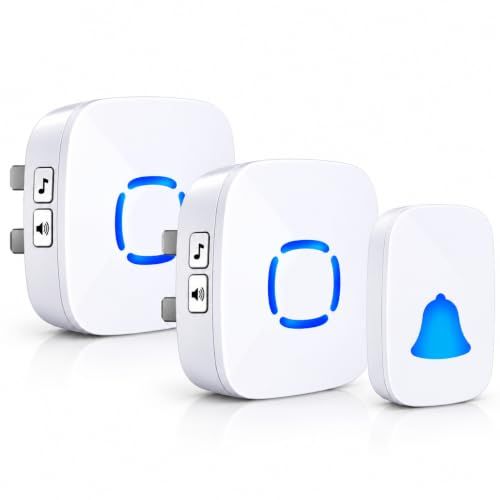 BRANDTECH Wireless Doorbell with 2 Receivers &amp; 1 Push Button, 300M Range, 36 Ringtones, 4 Volume Levels, IP65 Waterproof, LED Indicator, Easy Installation for Home, Apartment &amp; Office