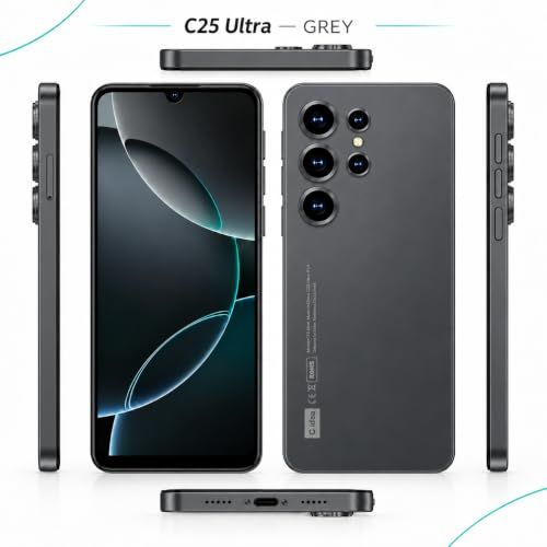 C idea C25 Ultra Smartphone, 6.8-Inch INCELL Display, 6GB RAM, 64GB Storage, Android 16, 5800mAh Battery, 13MP Rear &amp; 5MP Front Camera, 4G, Face Unlock