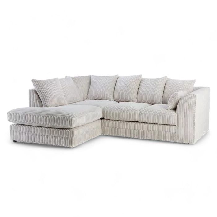 Manny L Shape Jumbo Cord 4 Seater Corner Sofa - Left Side