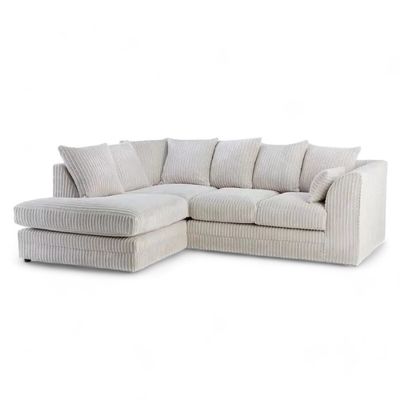 Manny L Shape Jumbo Cord 4 Seater Corner Sofa - Left Side