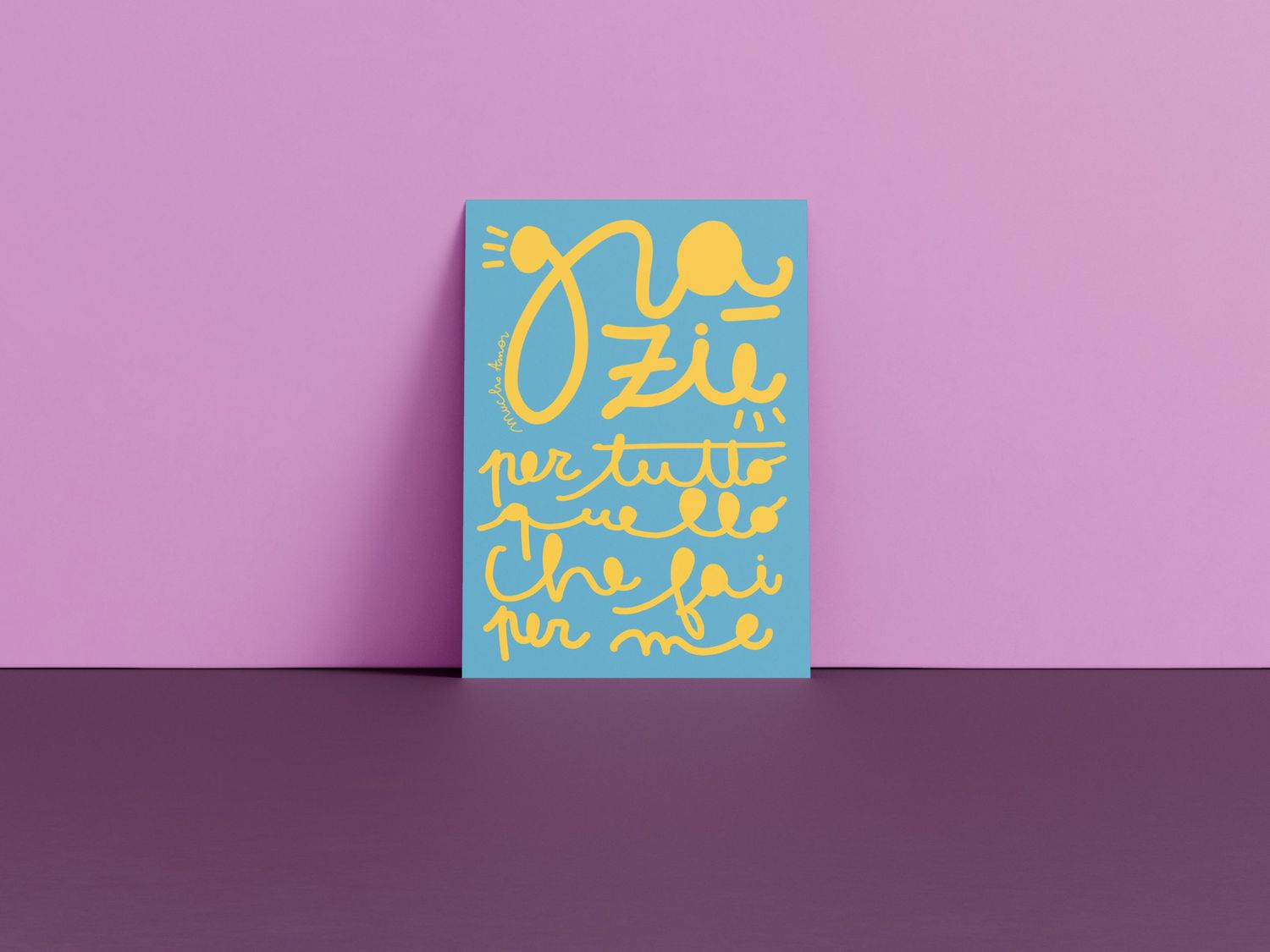 Amorino di Mucho Amor con la frase "grazie per tutto quello che fai per me", biglietto in carta ric…