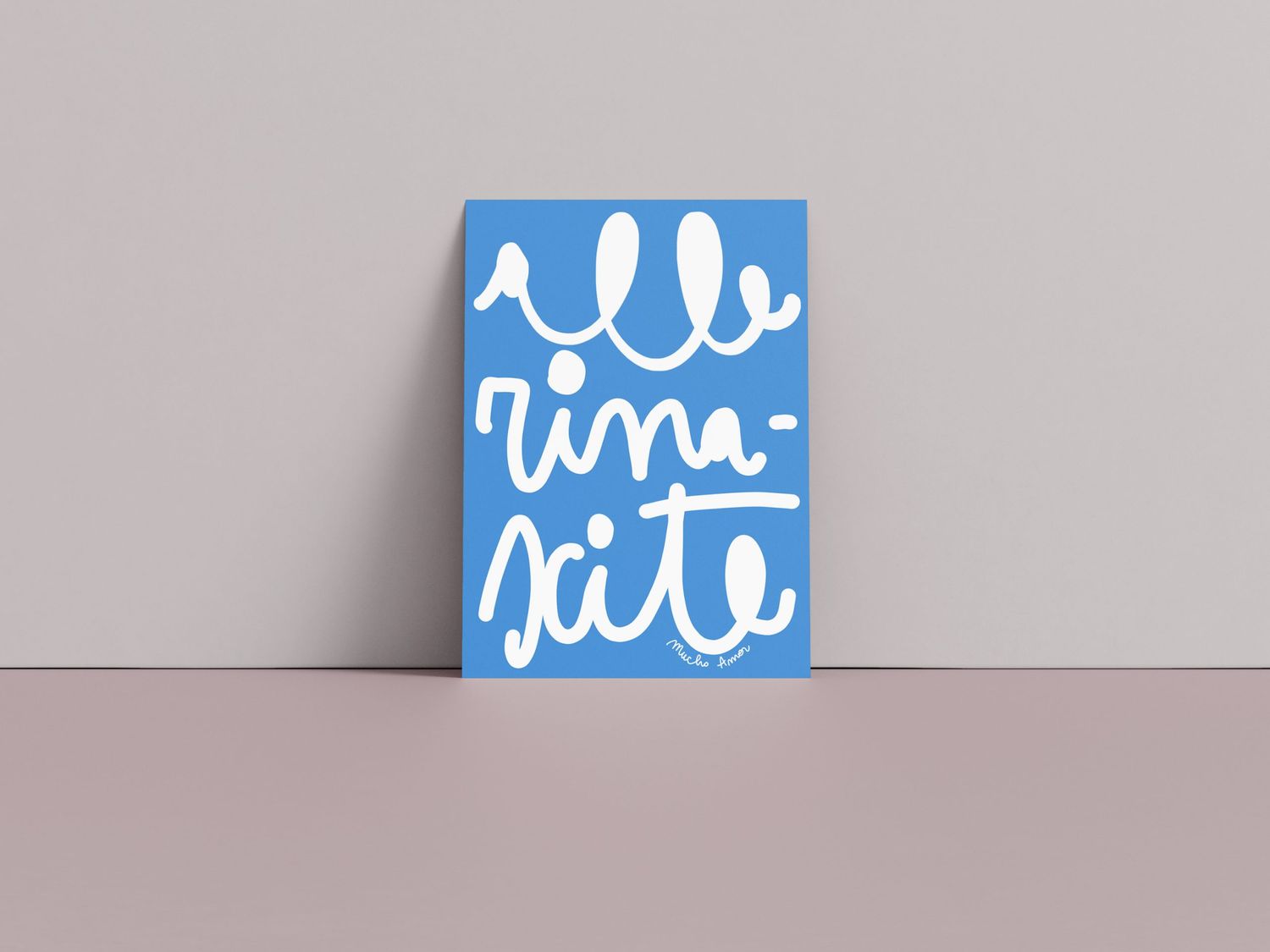 Amorino di Mucho Amor con la frase "alle rinascite", biglietto in carta riciclata