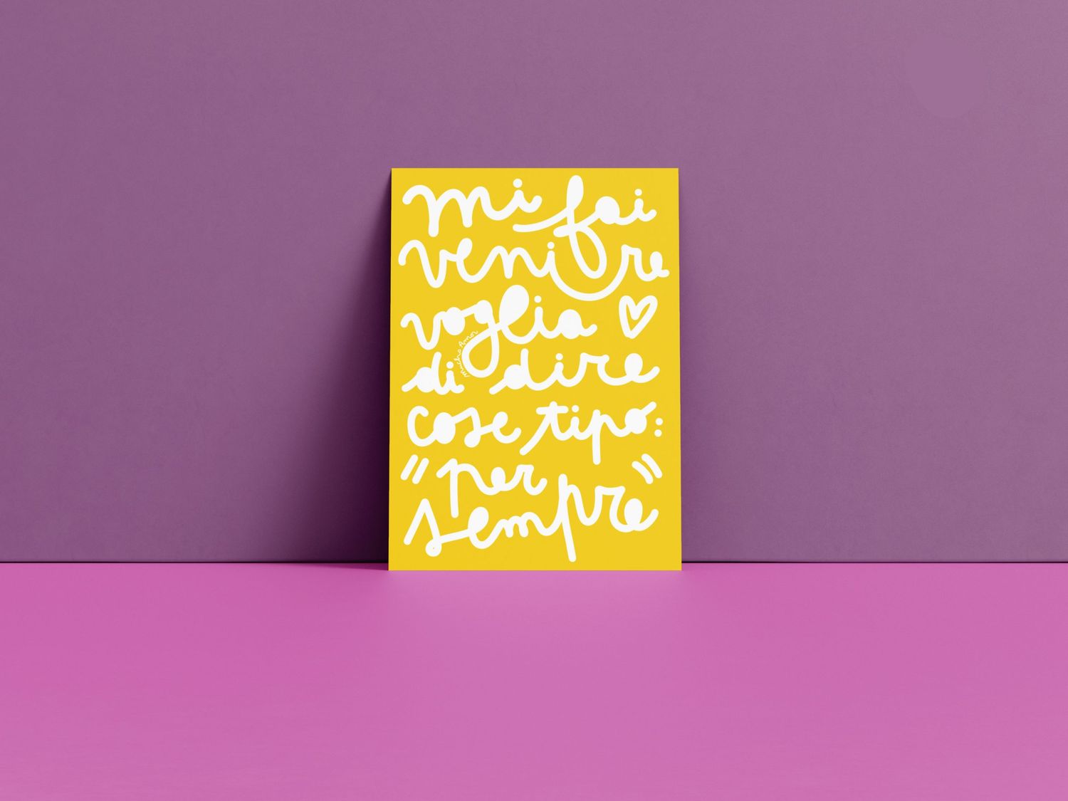 Amorino di Mucho Amor con la frase "mi fai venire voglia di dire cose tipo per sempre", biglietto i…