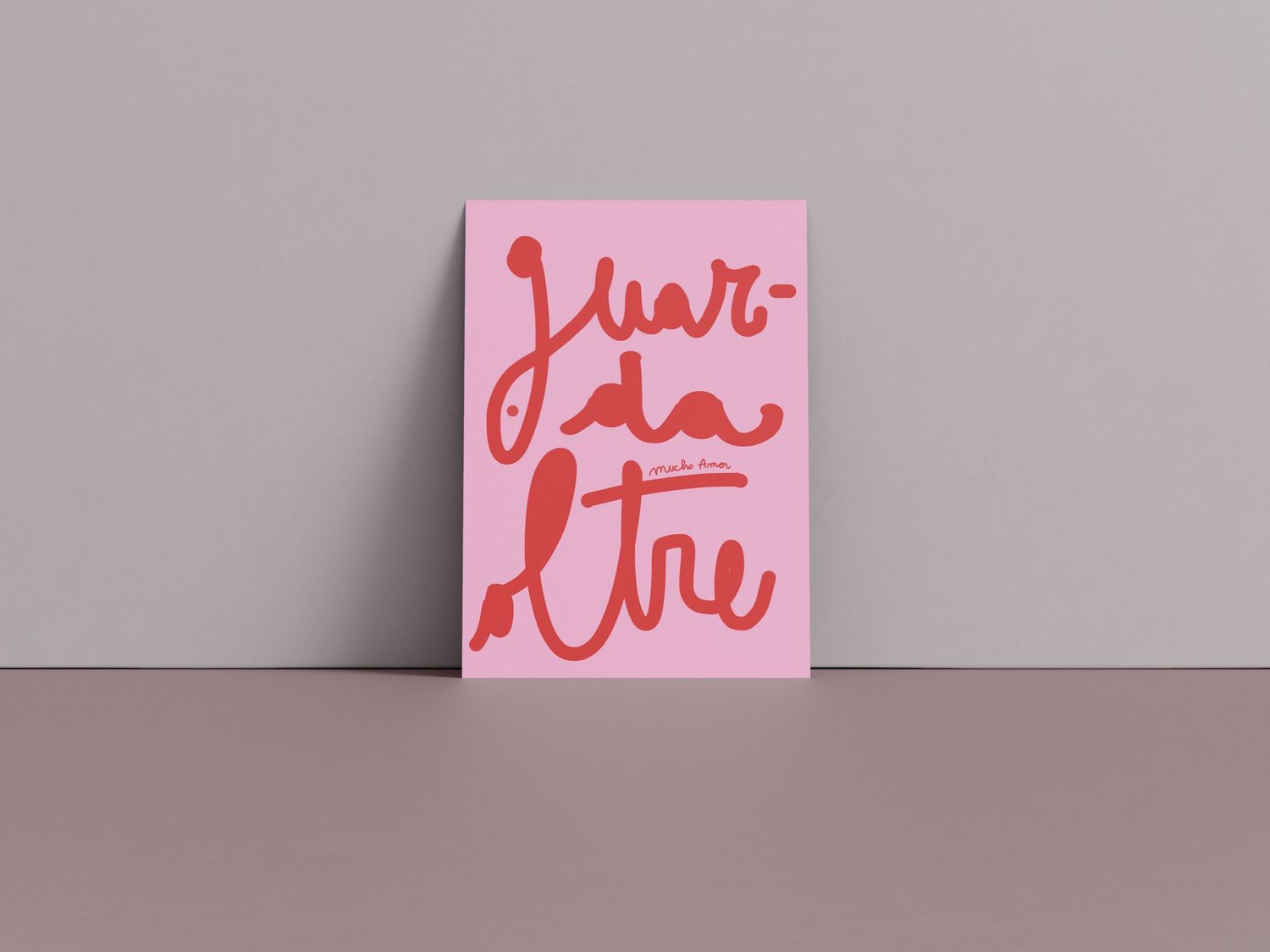 Amorino di Mucho Amor con la frase "guarda oltre", biglietto in carta riciclata