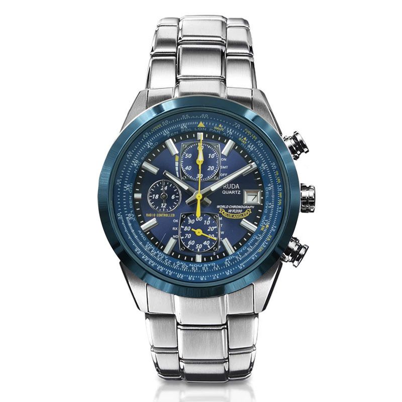 Montre pour hommes haut de gamme WISH Blue Angel chronographe à Six broches bracelet en acier montre à Quartz pour hommes Montre pour hommes haut de gamme WISH Blue Angel chronographe à Six broches bracelet en acier montre à Quartz pour hommes