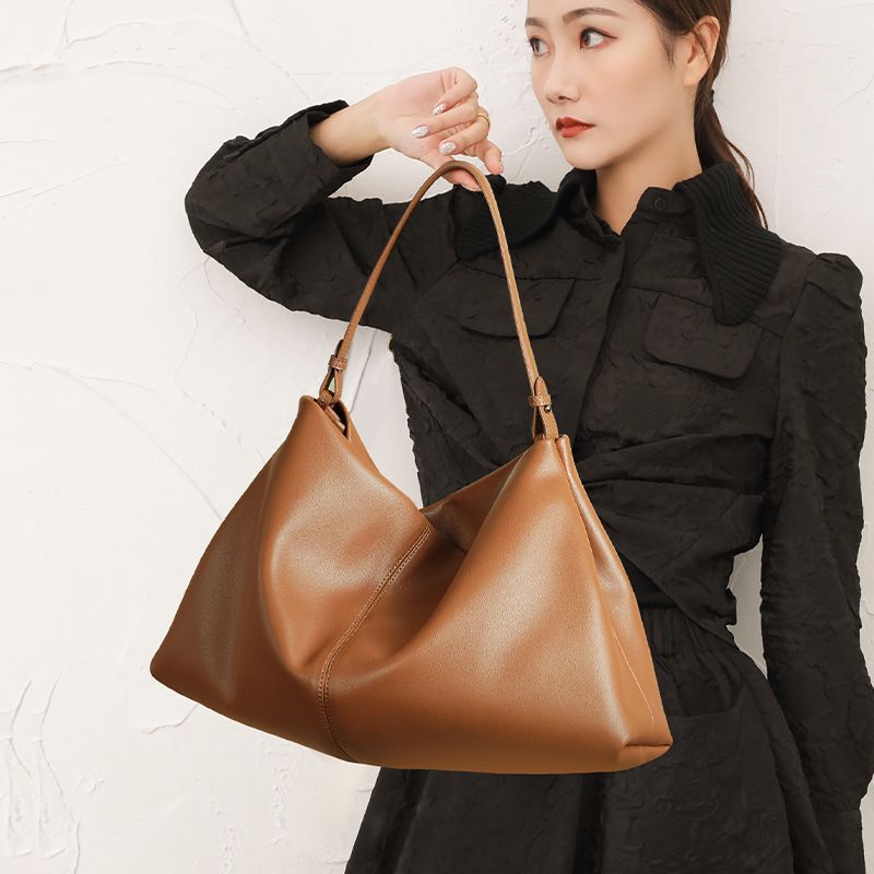 Sac fourre-tout en cuir sous les bras en forme de cerf-volant, Style paresseux, grande capacité en cuir de vache souple, sac à bandoulière assorti avec tout, mode Sac fourre-tout en cuir sous les bras en forme de cerf-volant, Style paresseux, grande capacité en cuir de vache souple, sac à bandoulière assorti avec tout, mode