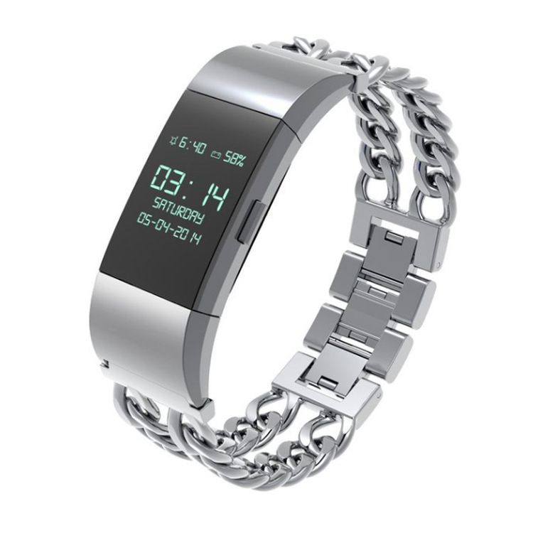 Montre Bracelet en acier inoxydable de Style à double chaîne Fitbit Charge 2 Montre Bracelet en acier inoxydable de Style à double chaîne Fitbit Charge 2