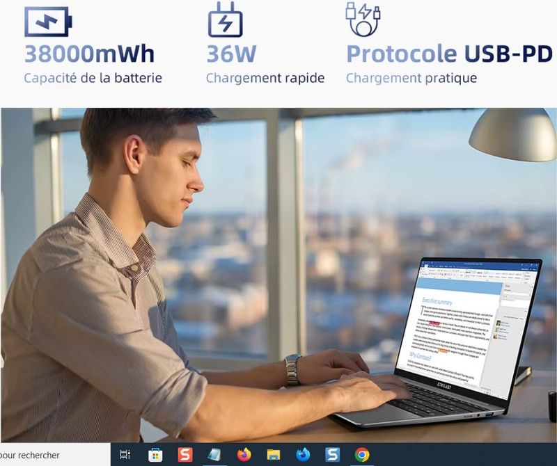 Ordinateur portable 15,6 16 Go de RAM, 512 Go SSD, pour processeur Intel N95, écran IPS FHD 1080P, WiFi 6, BT 5.0, USB3.2, clavier rétroéclairé