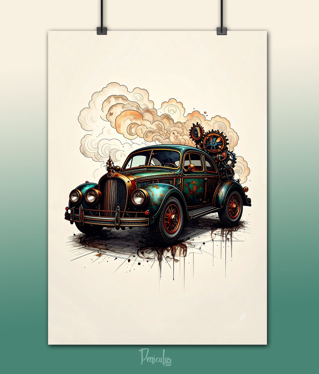 „Knatter-Käfer im Ruhestand“ VW Käfer Steampunk Design – Klassik trifft Zahnräder