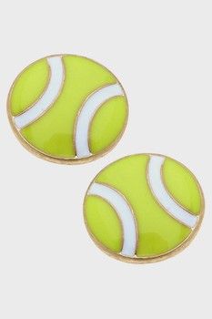 Canvas Style Maria Tennis Ball Enamel Stud Earrings in Neon Yellow
