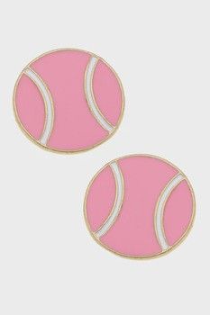 Canvas Style Margaret Enamel Tennis Ball Stud Earrings Light Pink