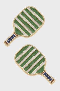 Canvas Style Ellie PIckleball Paddle Stud Earrings in Green