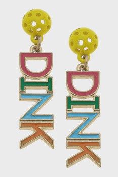 Canvas Style Ellie Pickleball Enamel Dink Earrings in Multi