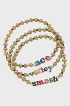 Canvas Style Ace Volley Smash Rainbow Ball  Bead Stretch Bracelet