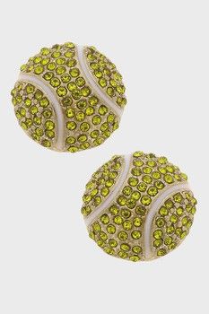 Canvas Style Aryna Pave Tennis Ball Stud Earrings in Yellow